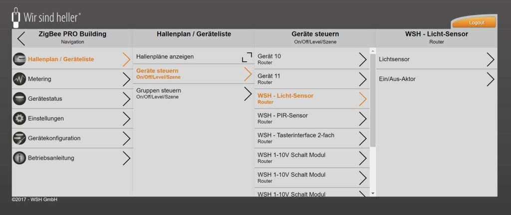 WSH PRO Building Gateway Geraetesteuerung